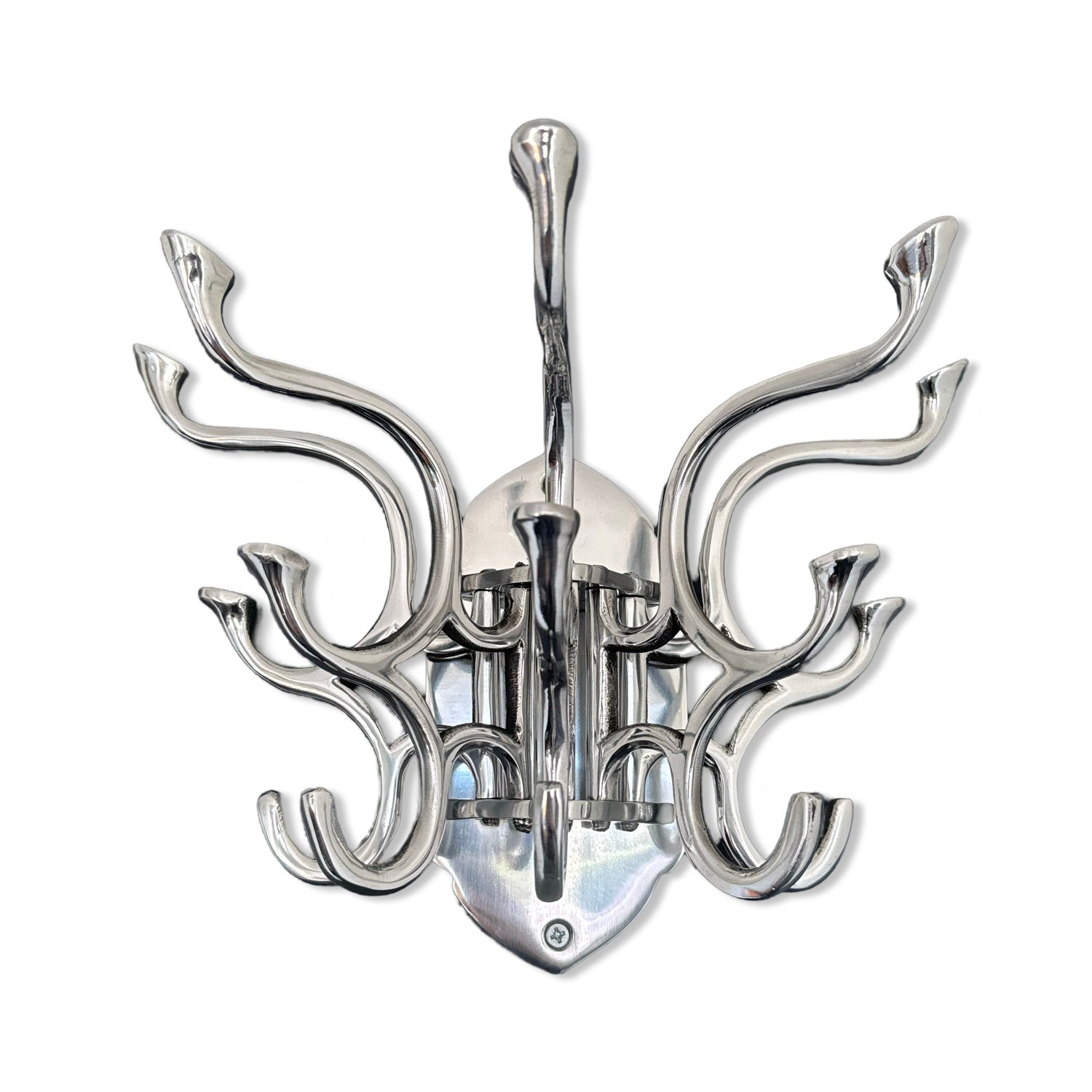 Metal Swivel Coat Rack | Polished Chrome | Rustic | Handmade | Vintage Style | Art Deco