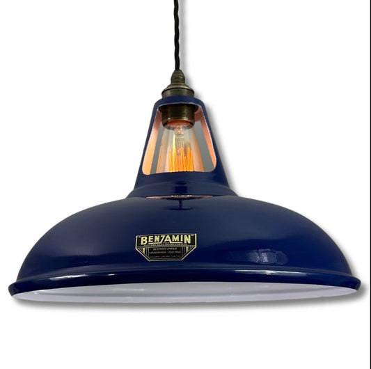 Cawston XL - Royal Blue Slotted Lampshade Pendant Set Light *Worn* - 14 Inch