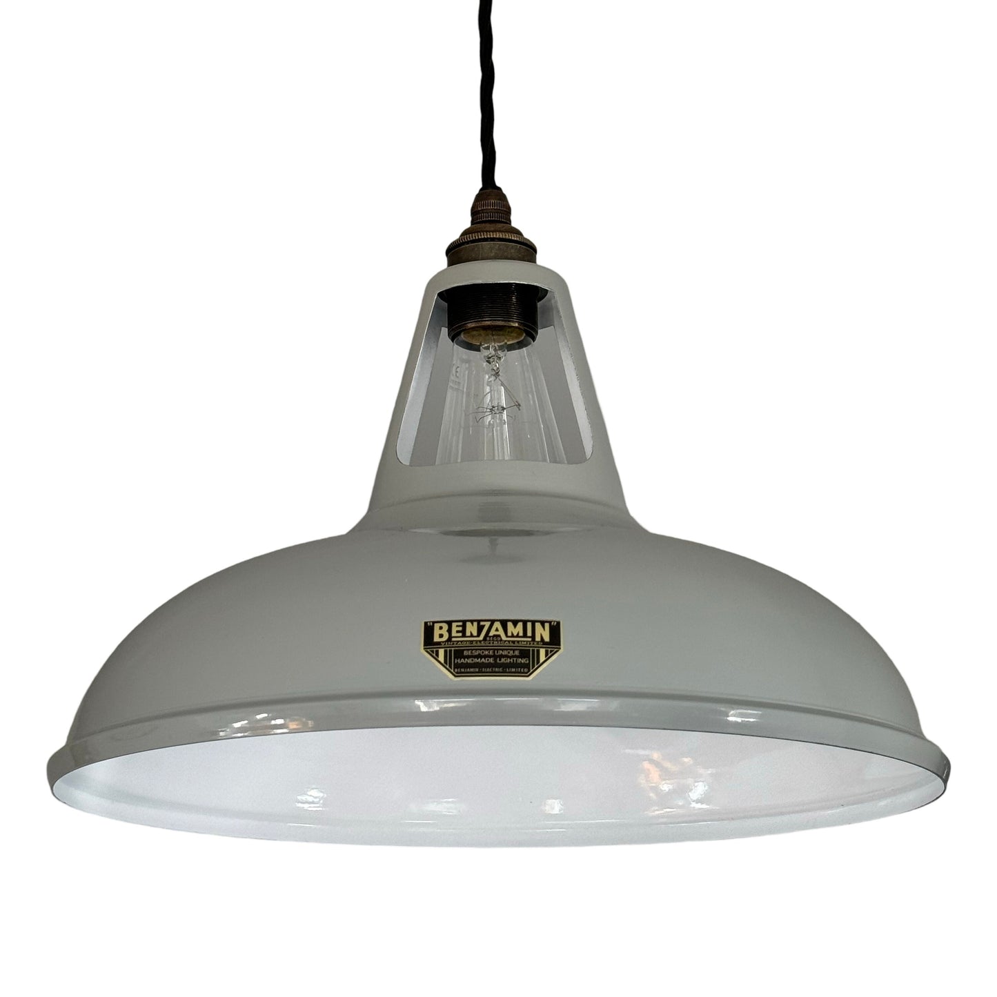Cawston XL - Original Grey Slotted Lampshade Pendant Set Light *Worn* ~ 14 Inch