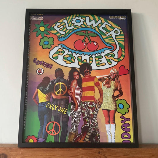 Flower Power ~ Genuine Pacha Ibiza Framed Dj Artwork | Luxury Black Frame
