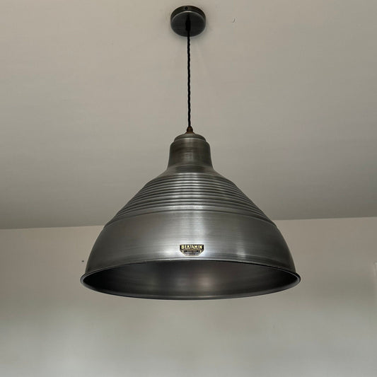 Burnham XXL ~ Pewter Industrial Shade Pendant Set Light ~ 20 Inch