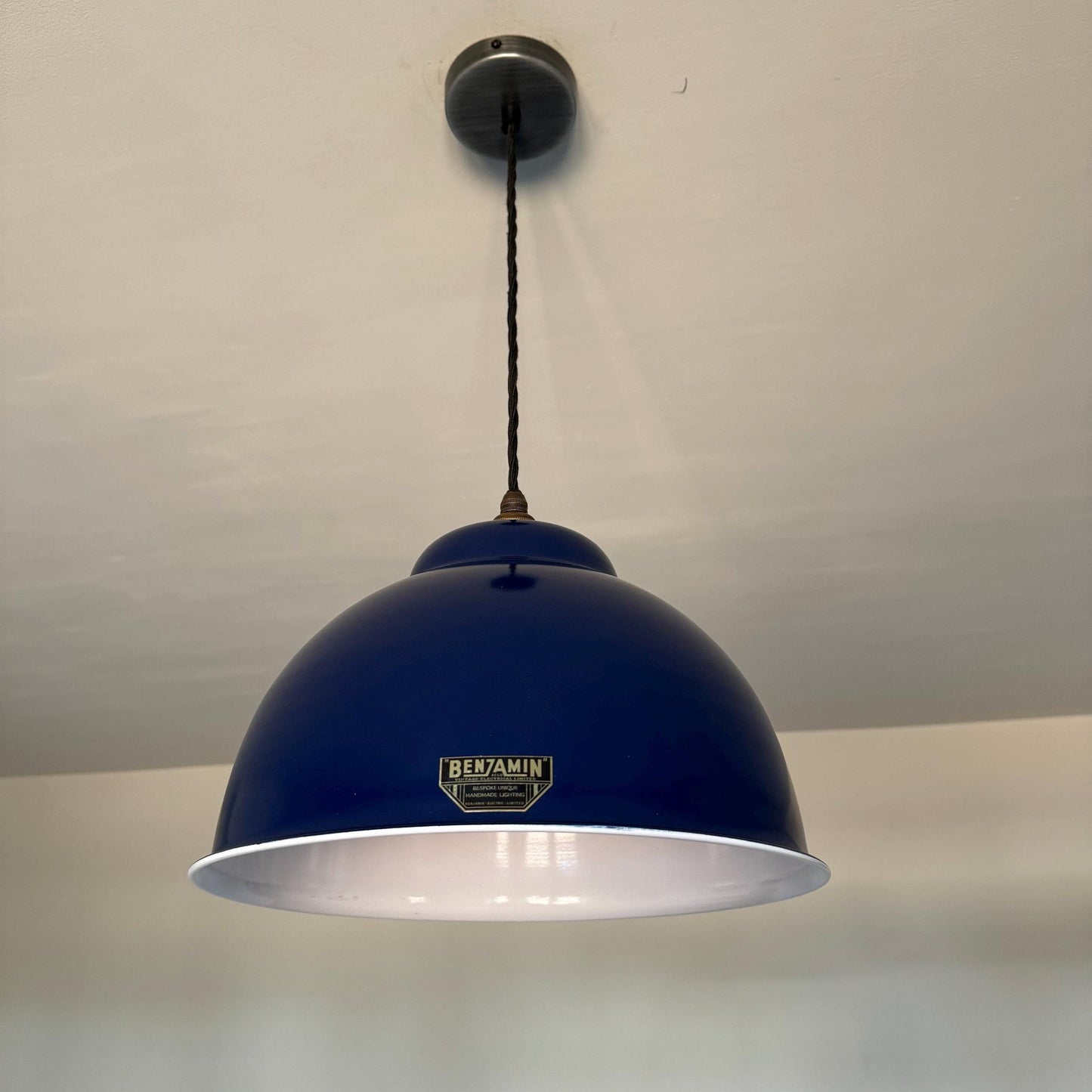 Morley XL Royal Blue RLM Deep Dome Reflector Lampshade Pendant Set L