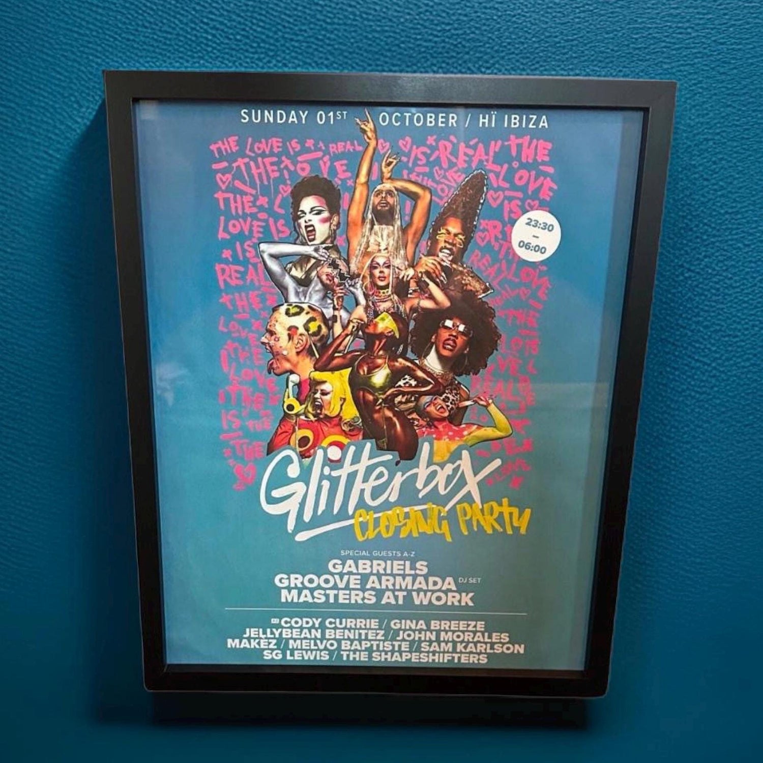 Rare Glitterbox Closing Party ~ Genuine Hi Ibiza Framed Dj Artwork | Luxury Black Frame