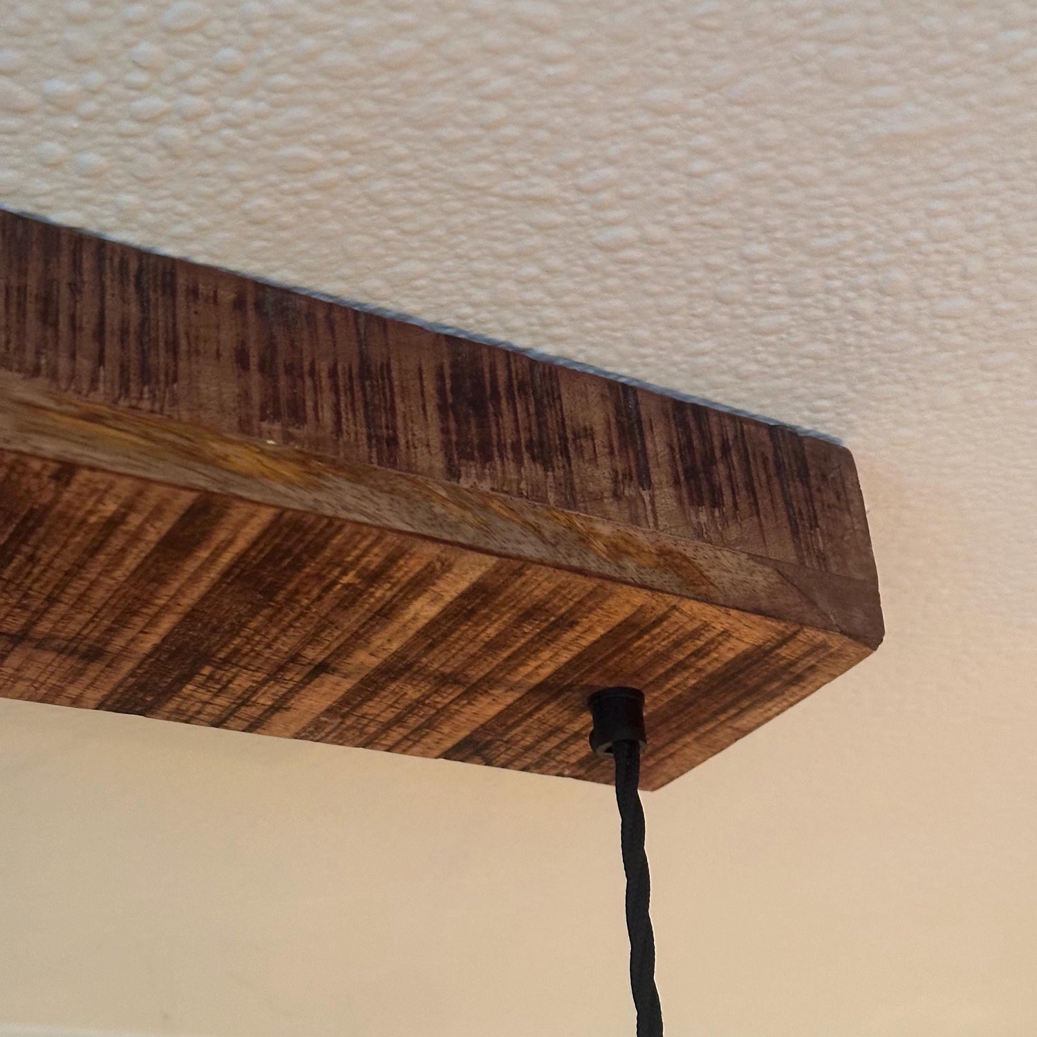 Lenwade ~ 3 x Glass Lampshade Pendant Set Wooden Track Light | Dining Room | Kitchen Table