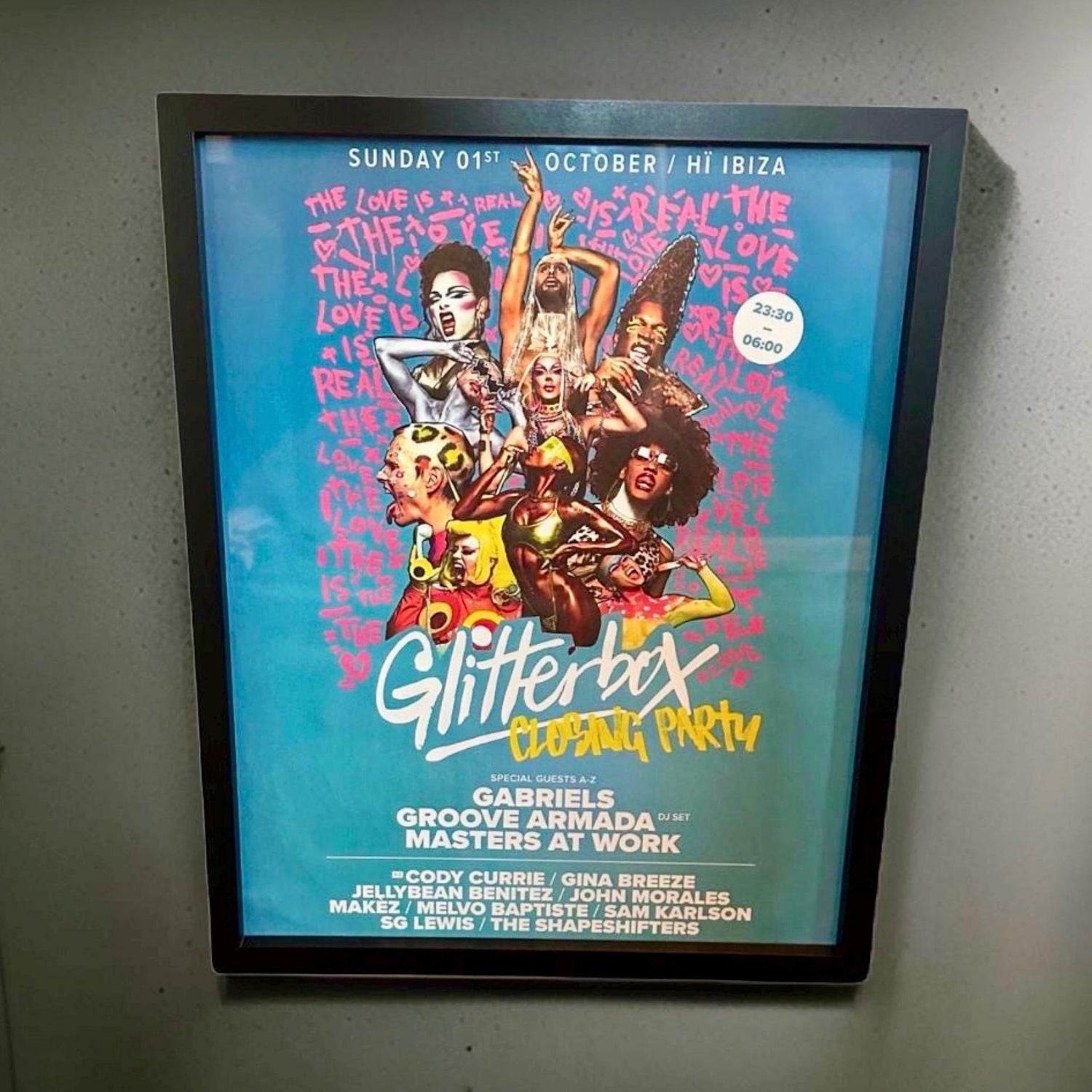 Rare Glitterbox Closing Party ~ Genuine Hi Ibiza Framed Dj Artwork | Luxury Black Frame
