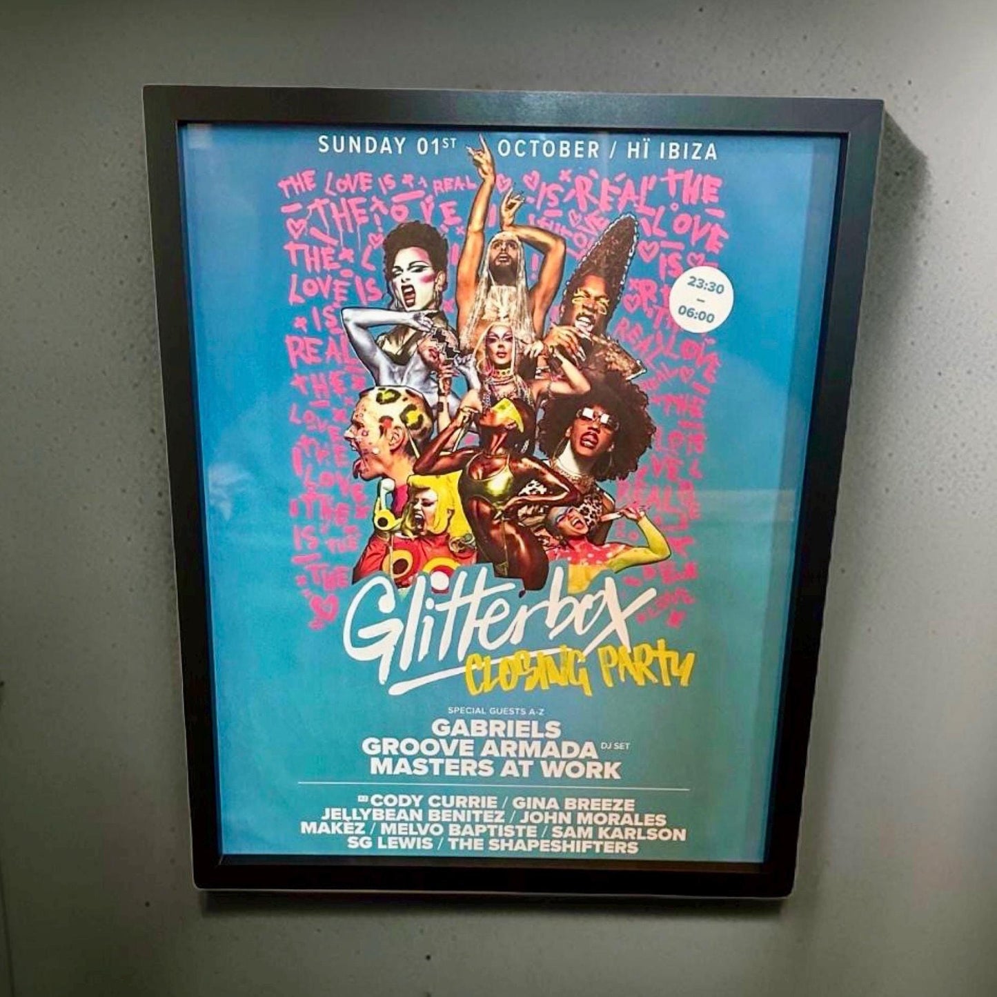 Rare Glitterbox Closing Party ~ Genuine Hi Ibiza Framed Dj Artwork | Luxury Black Frame