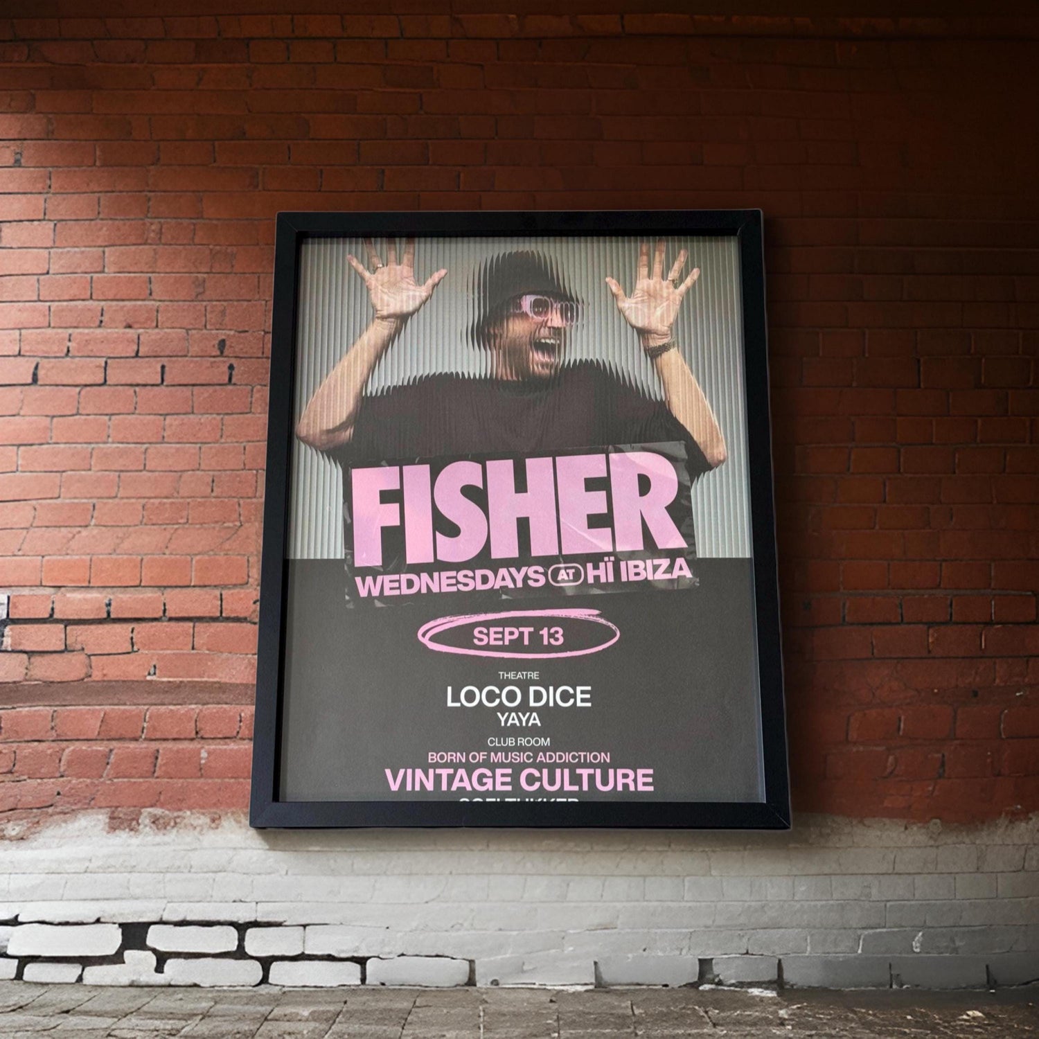 Fisher ~ Genuine Ibiza Framed Dj Artwork | Hi Ibiza | Luxury Black Frame