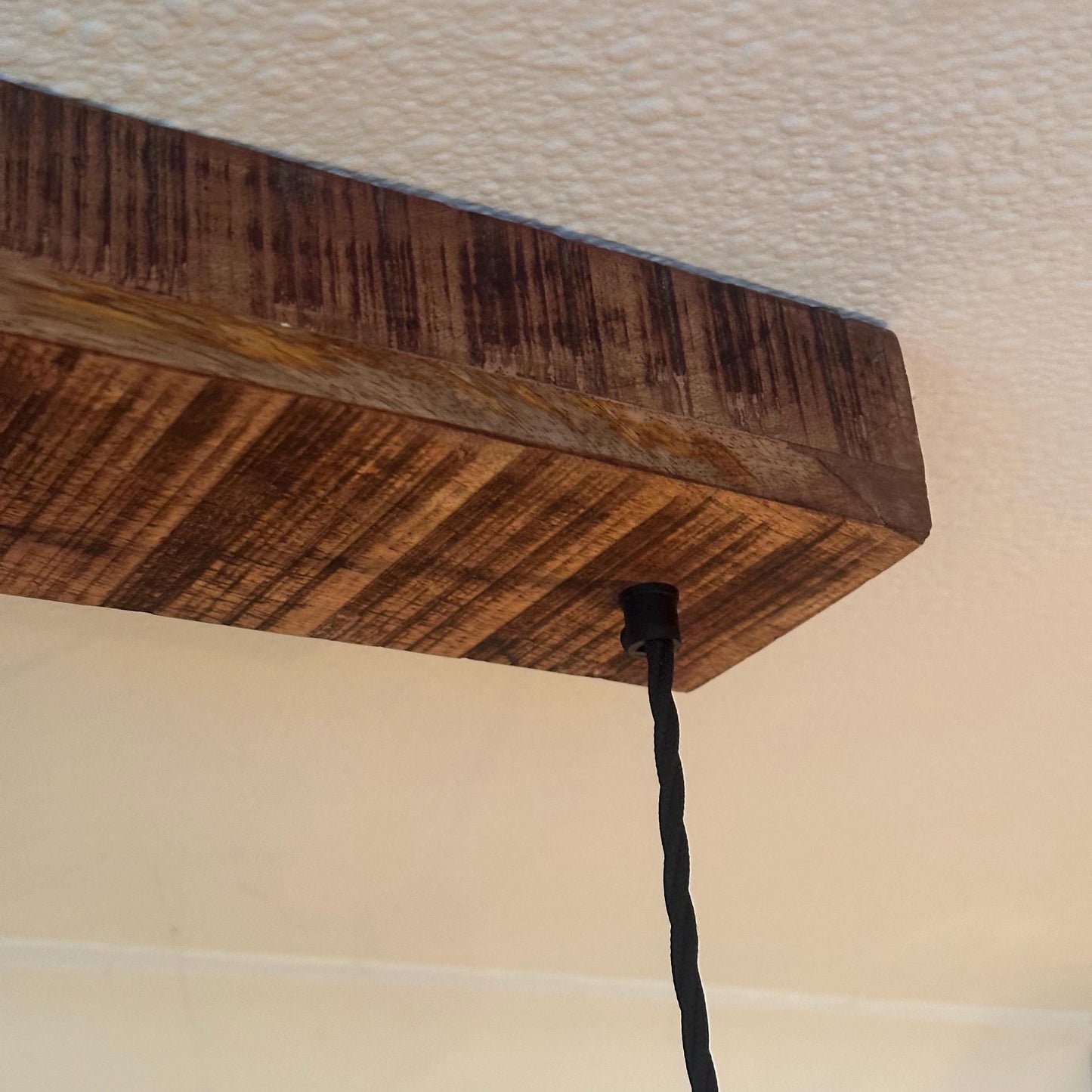 Cawston ~ 3 x Pewter Grey Lampshade Pendant Set Wooden Track Light | Dining Room Table | Kitchen Island Lighting