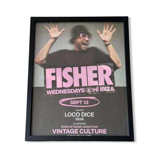 Fisher ~ Genuine Ibiza Framed Dj Artwork | Hi Ibiza | A3 Luxury Black Frame