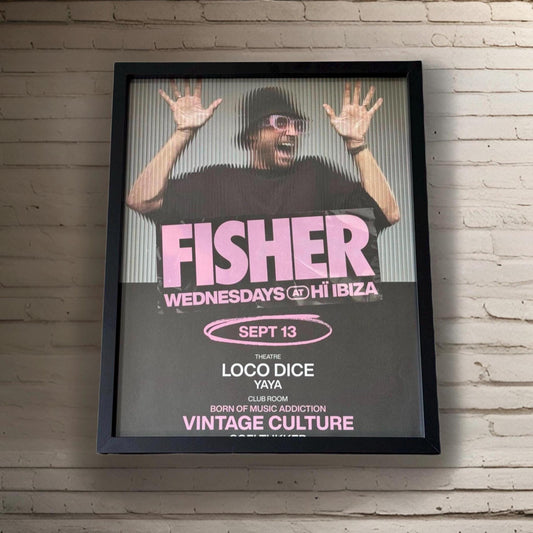 Fisher ~ Genuine Ibiza Framed Dj Artwork | Hi Ibiza | A3 Luxury Black Frame