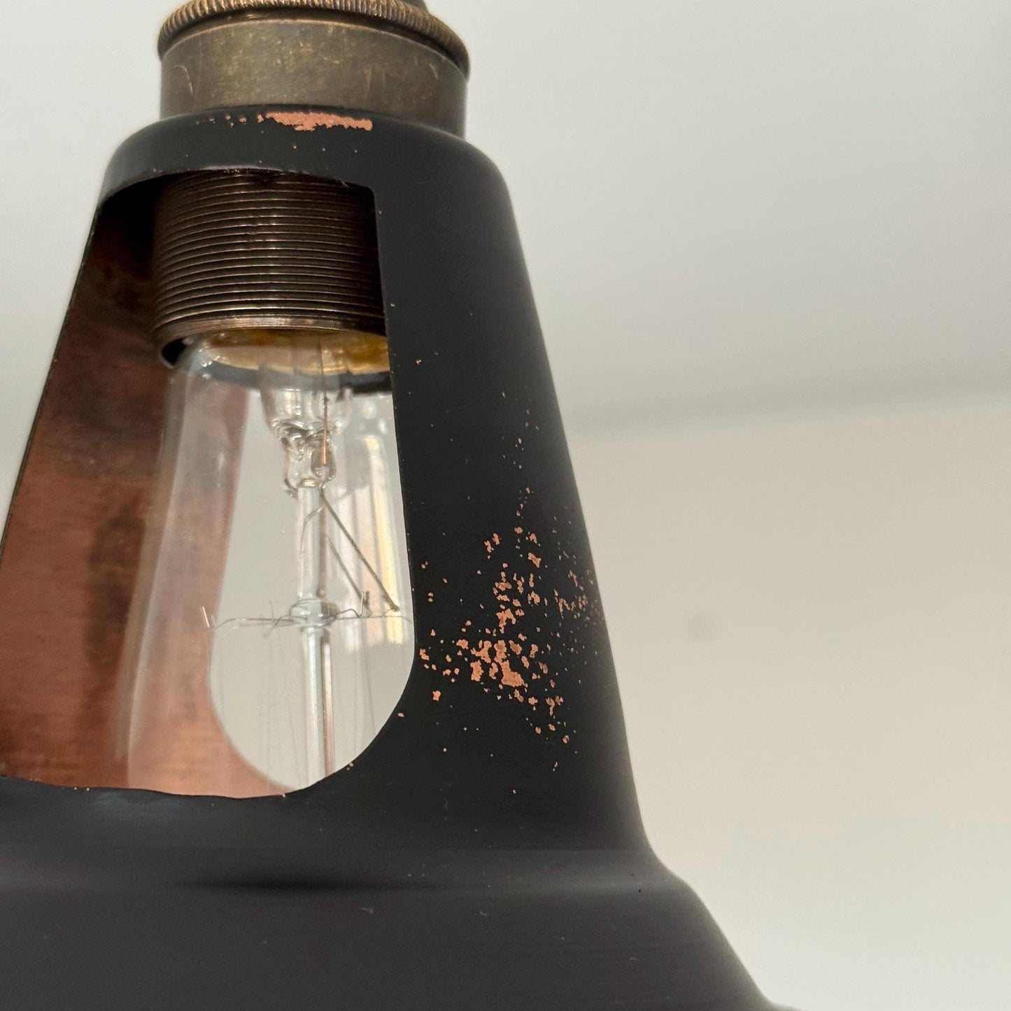 Cawston ~ Matt Black & Antique Copper Lampshade Slotted Design Pendant Ceiling Light ~ 11 Inch