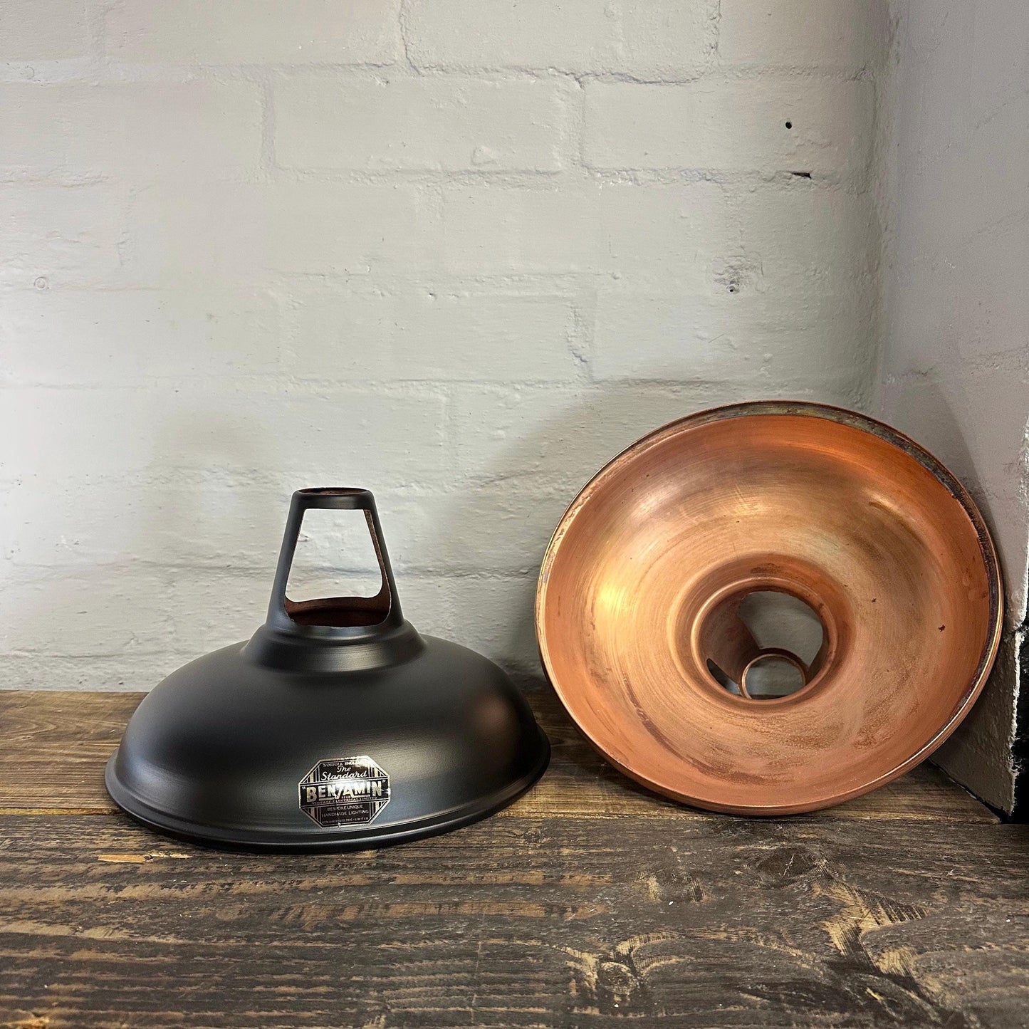 Cawston ~ Matt Black & Antique Copper Lampshade Slotted Design Pendant Ceiling Light ~ 11 Inch
