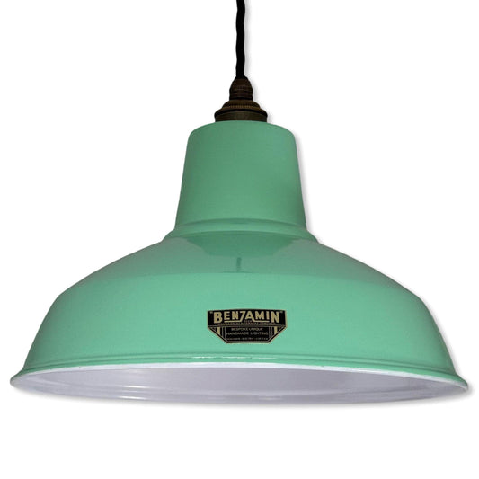 Filby ~ Fresh Teal Green RLM Reflector Lampshade Pendant Set Light ~ 12.5 Inch