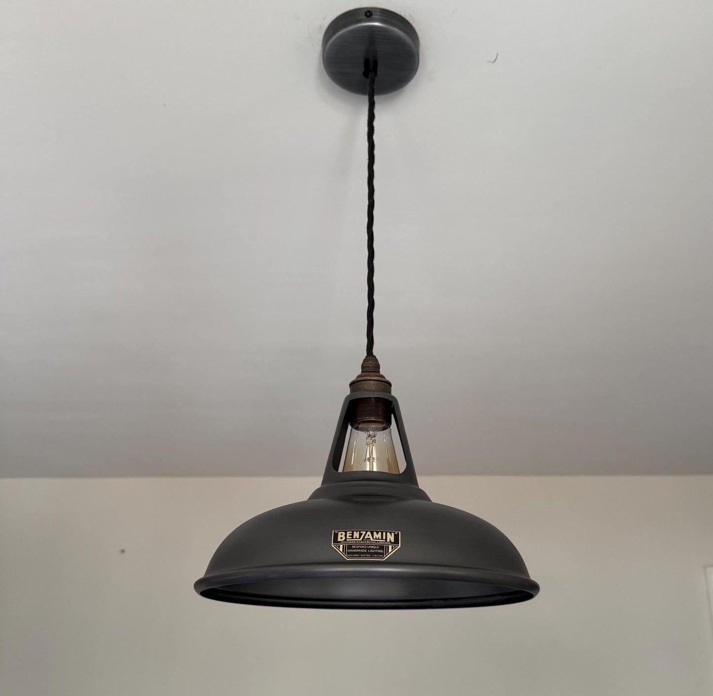 Cawston - Pewter Grey Slotted Lampshade Pendant Set Light - 11 Inch