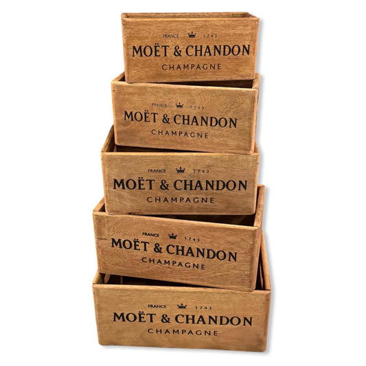 Storage Wooden Boxes Moët & Chandon Champagne Crates Natural Finish