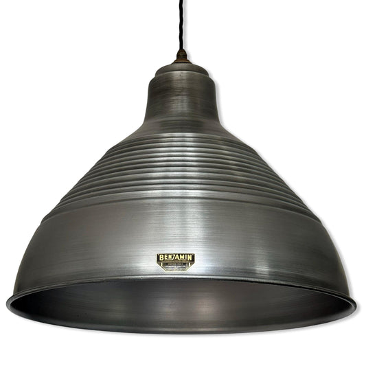 Burnham XXL ~ Pewter Industrial Shade Pendant Set Light ~ 20 Inch