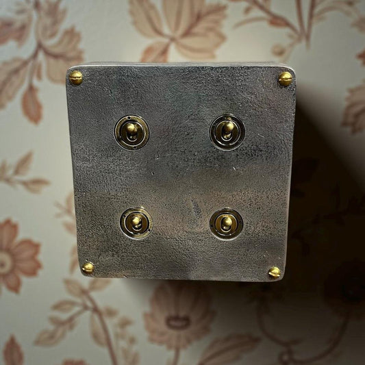 4 Gang 2 Way Solid Cast Metal Conduit Light Switch Industrial - BS EN Approved - Vintage Crabtree Style