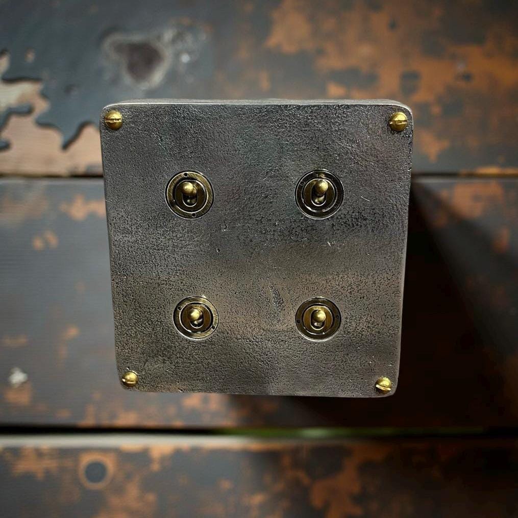 4 Gang 2 Way Solid Cast Metal Conduit Light Switch Industrial - BS EN Approved - Vintage Crabtree Style