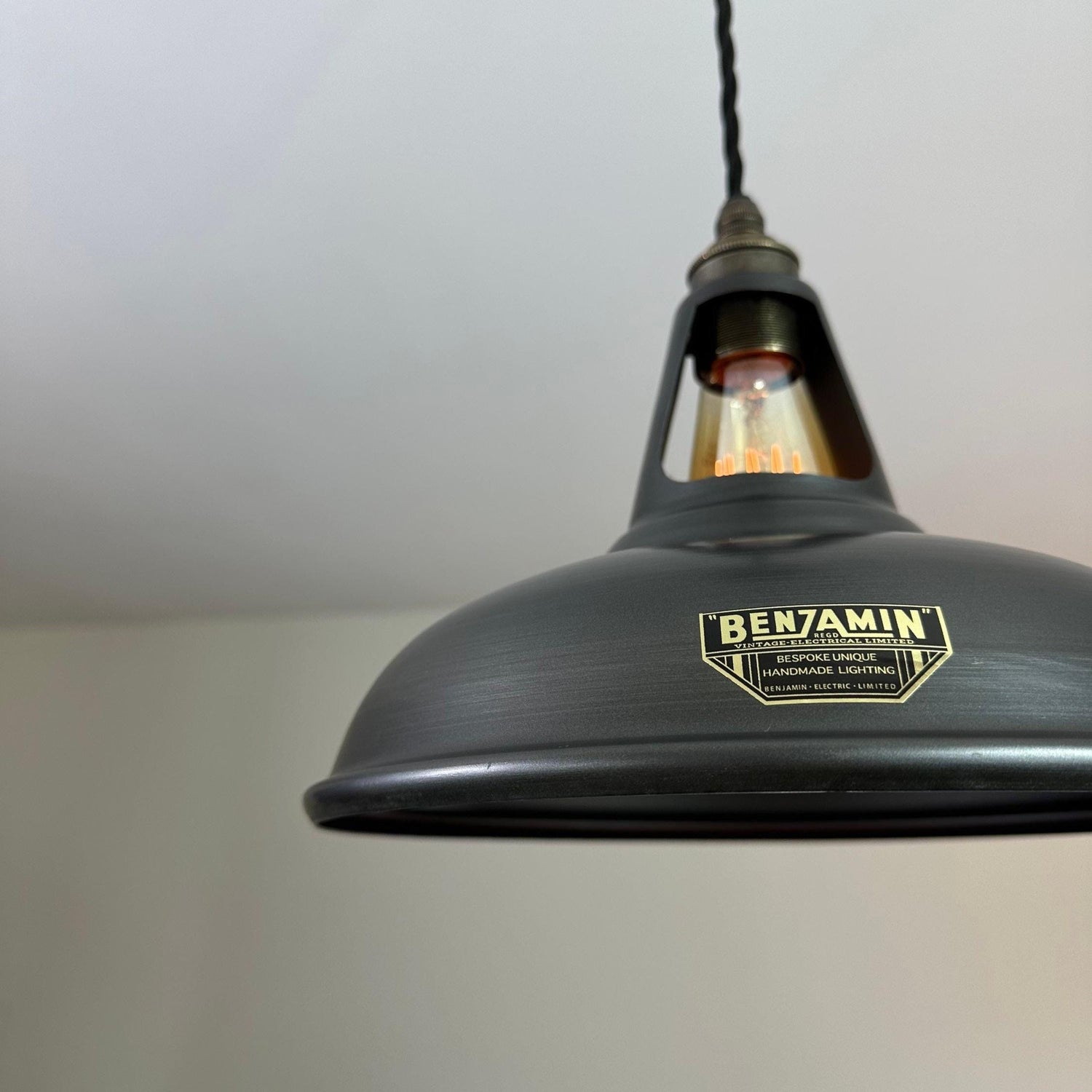 Cawston - Pewter Grey Slotted Lampshade Pendant Set Light - 11 Inch