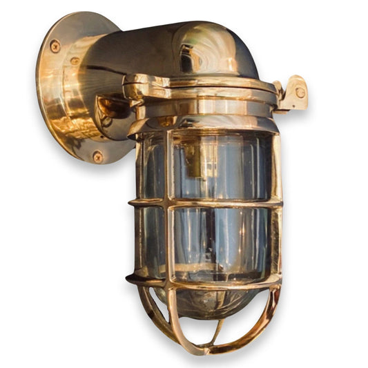 Happisburgh ~ Bulkhead Outdoor & Bathroom Sconce Wall Light Solid Brass | 10 Inch