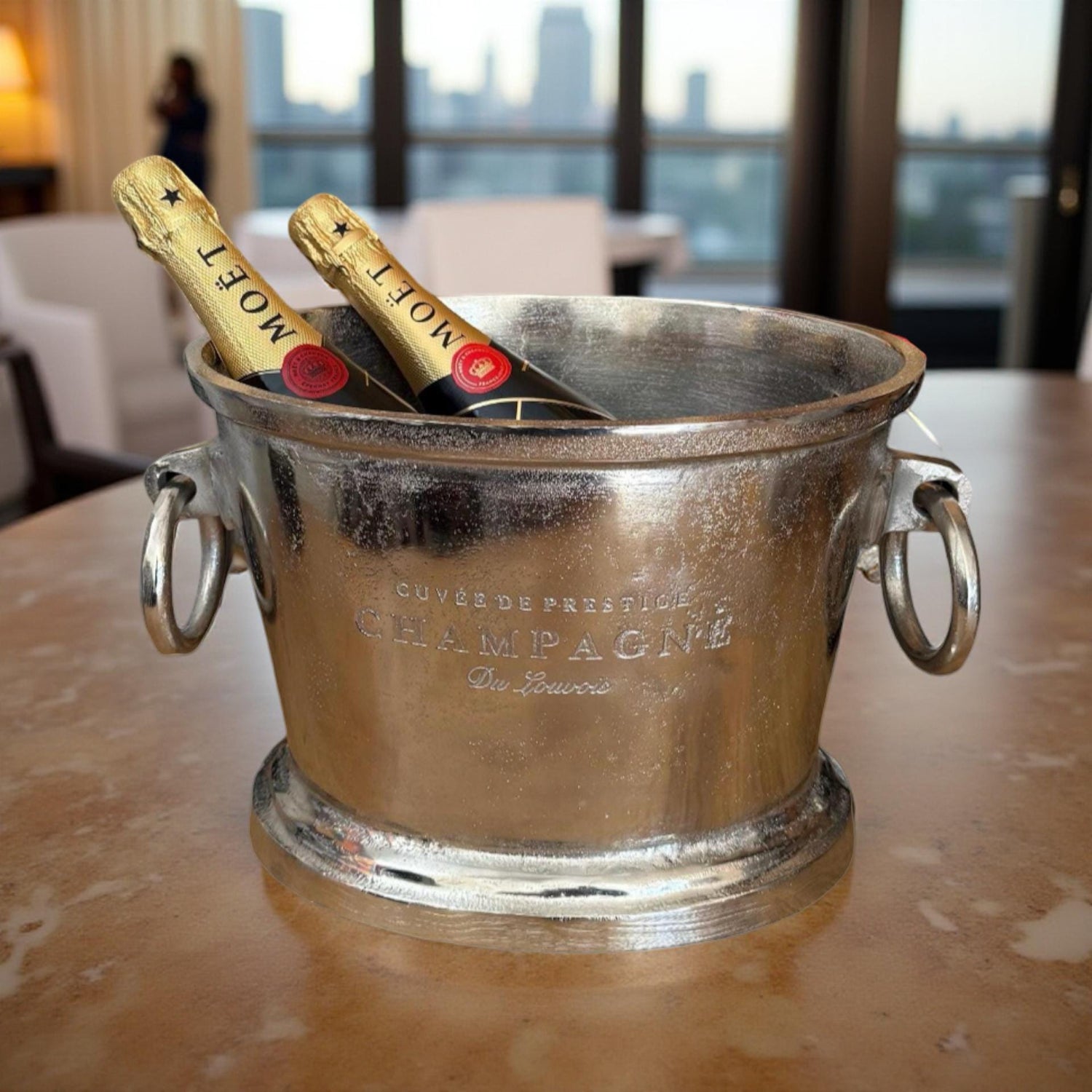 Large Moet And Chandon Ice Bucket Great Gatsby Solid Cast Engraved