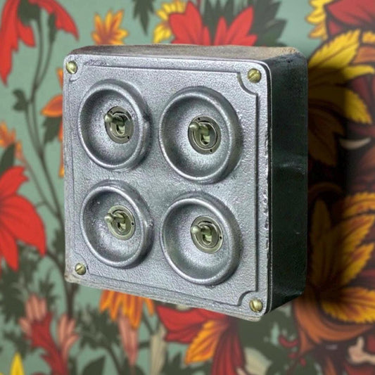 4 Gang 2 Way Solid Cast Metal Light Switch Industrial - BS EN Approved Vintage Crabtree 1950’s Style