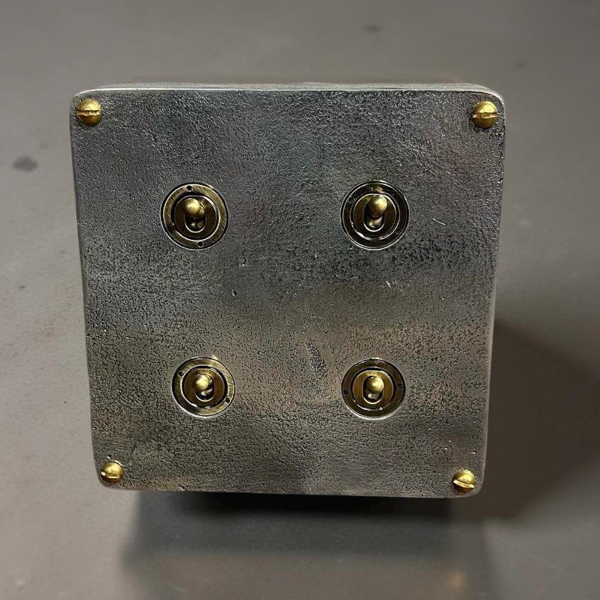 4 Gang 2 Way Solid Cast Metal Conduit Light Switch Industrial - BS EN Approved - Vintage Crabtree Style