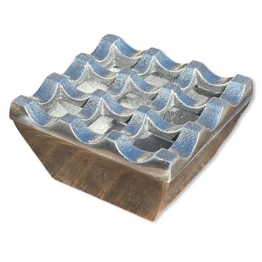 Small Silver Handcrafted Cast Aluminium Ashtray - Vintage Style Cigar Holder Ashtray - Heavy Cigarette Ashtray