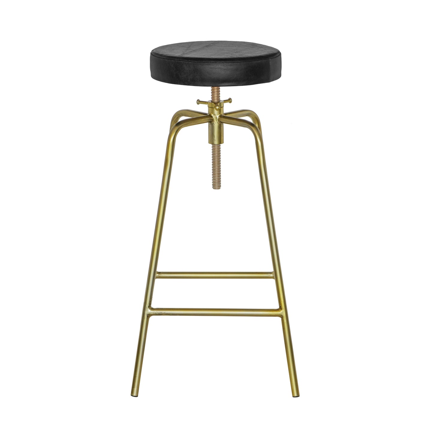 Patinated Brass **Pre Order** industrial Leather Bar Stool | Vintage Style | Solid Cast Metal | Floor Standing