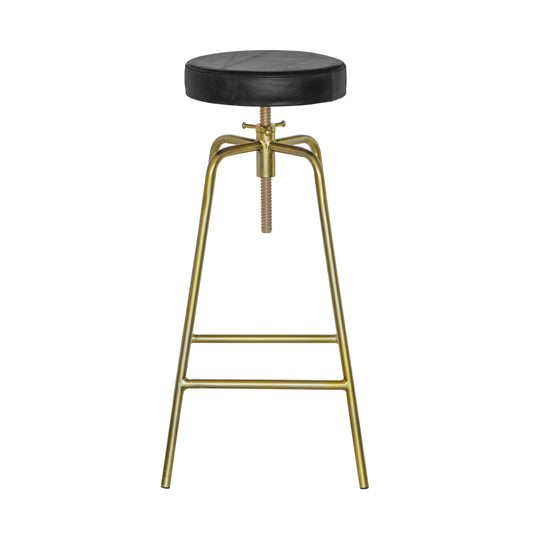 Patinated Brass **Pre Order** industrial Leather Bar Stool | Vintage Style | Solid Cast Metal | Floor Standing