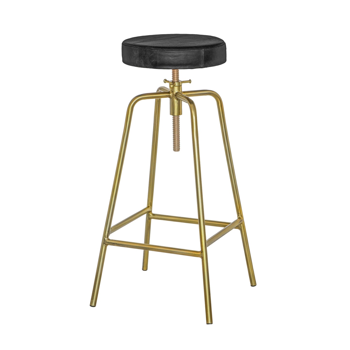Patinated Brass **Pre Order** industrial Leather Bar Stool | Vintage Style | Solid Cast Metal | Floor Standing