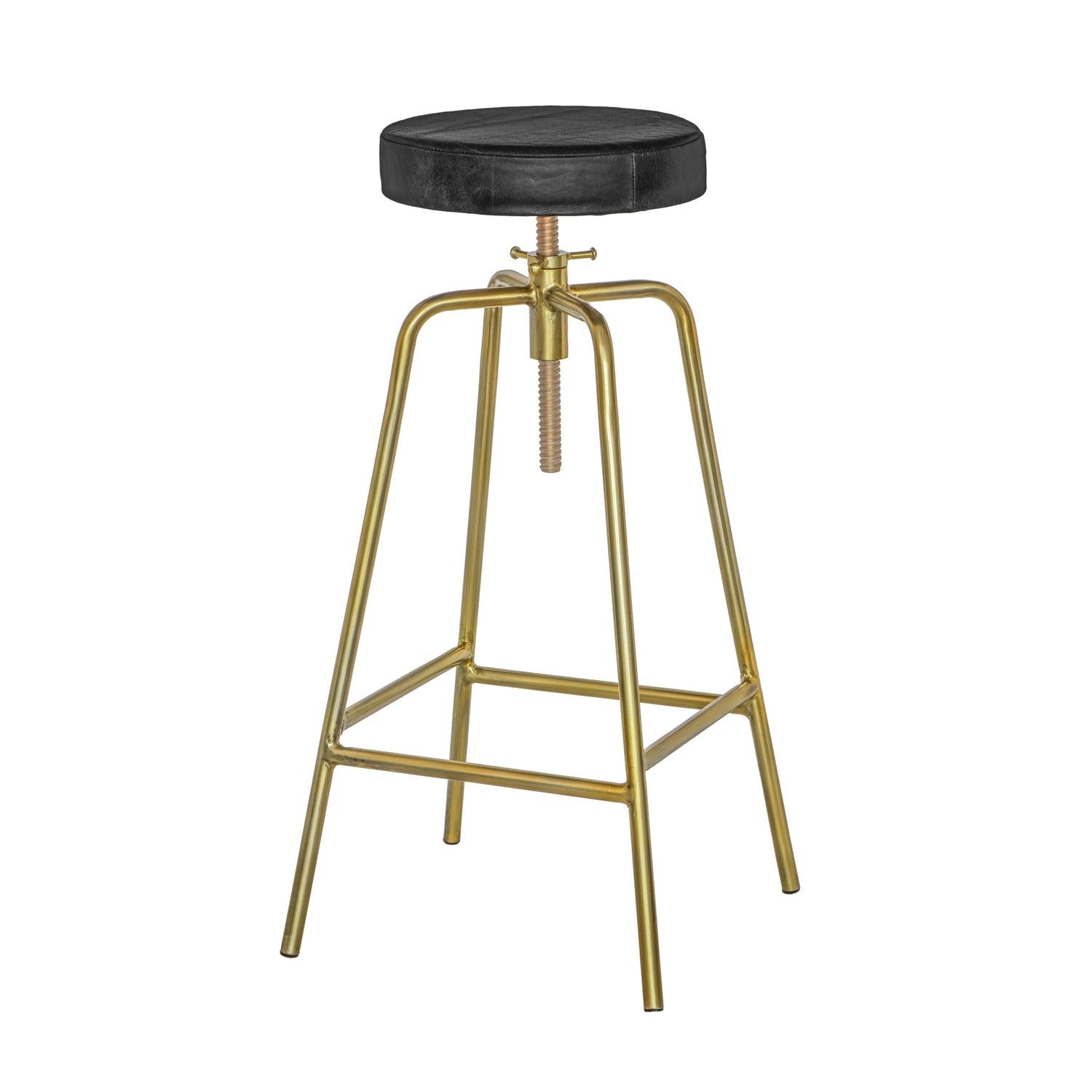 Patinated Brass **Pre Order** industrial Leather Bar Stool | Vintage Style | Solid Cast Metal | Floor Standing