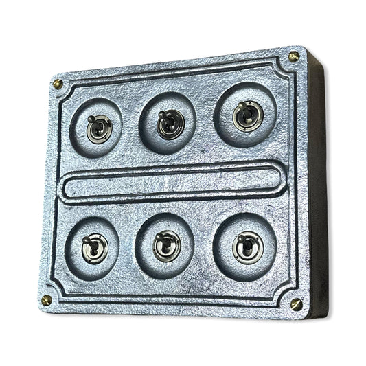 6 Gang 2 Way Solid Cast Metal Light Switch Industrial - BS EN Approved Vintage Crabtree 1950’s Style