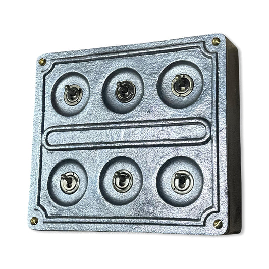 6 Gang 2 Way Solid Cast Metal Conduit Light Switch Industrial - BS EN Approved Vintage Crabtree 1950’s Style