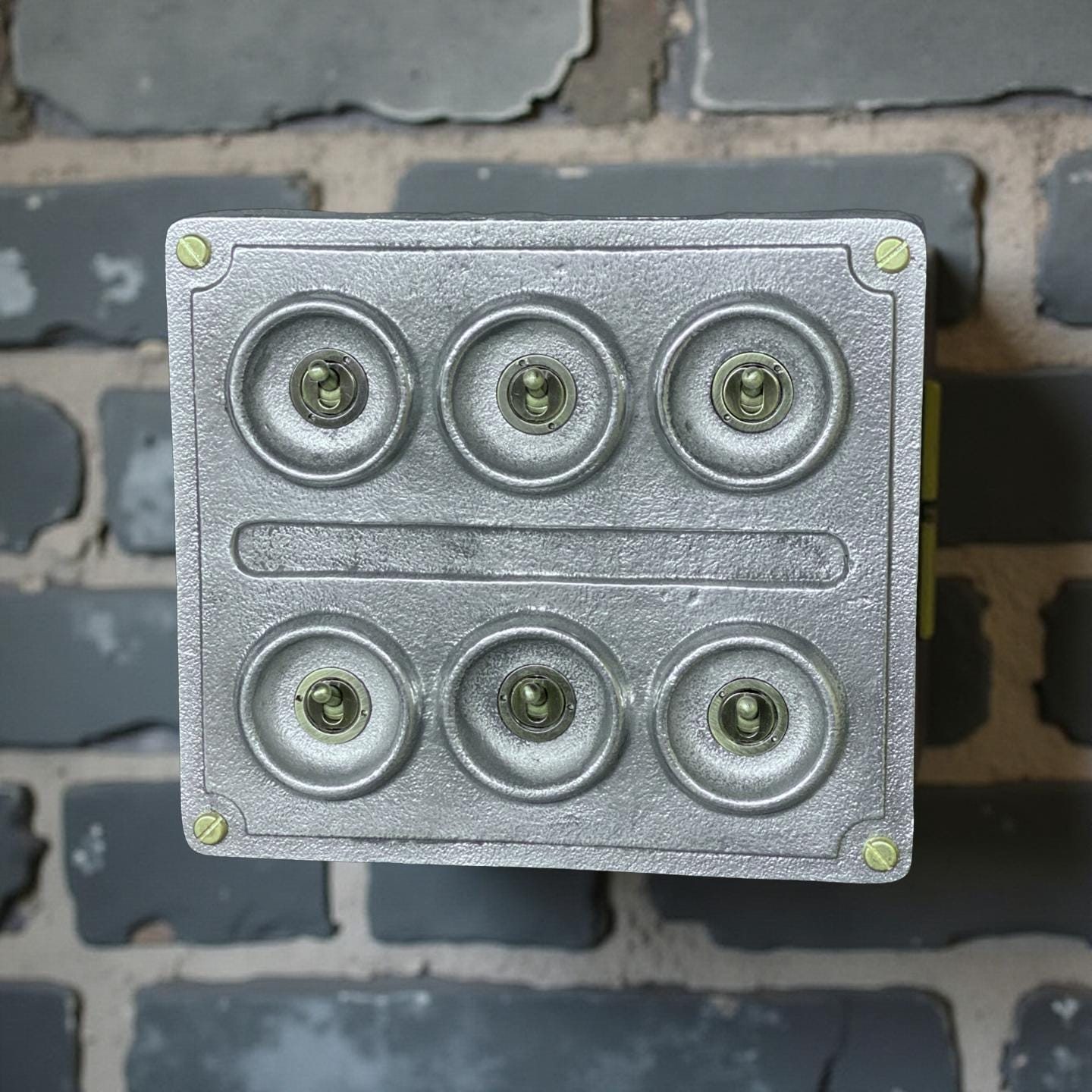 6 Gang 2 Way Solid Cast Metal Conduit Light Switch Industrial - BS EN Approved Vintage Crabtree 1950’s Style