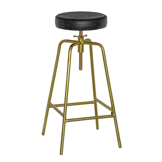 Patinated Brass **Pre Order** industrial Leather Bar Stool | Vintage Style | Solid Cast Metal | Floor Standing