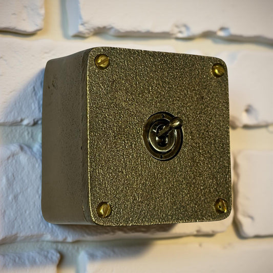 Single Gang Bronze Solid Cast Metal Light Switch Industrial 2 Way - BS EN Approved Vintage Crabtree 1950’s Style