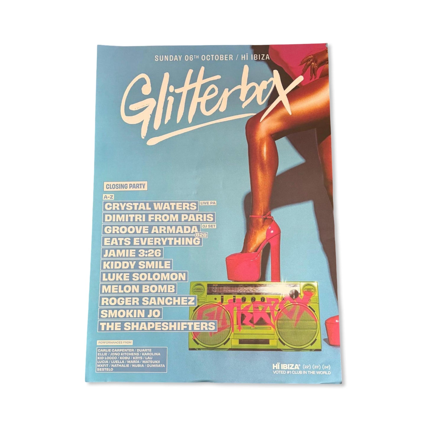 Rare Glitterbox Closing Party ~ Genuine Hi Ibiza Framed Dj Artwork | Luxury Black Frame