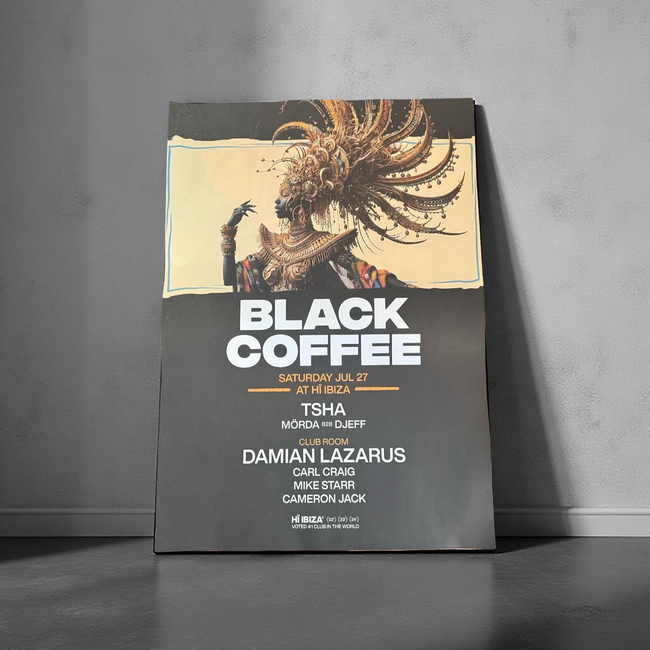 Black Coffee ~ Genuine Ibiza Framed Dj Artwork | Hi Ibiza | A3 Luxury Black Frame