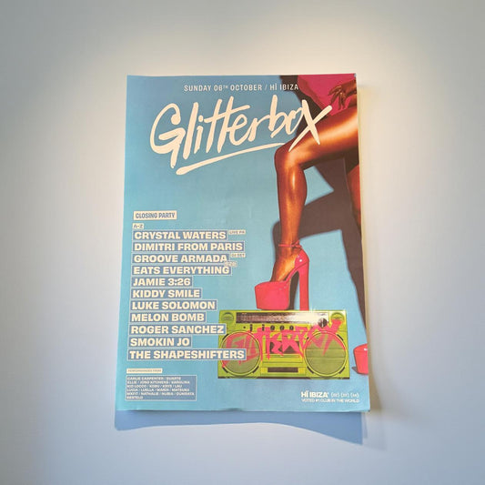 Rare Glitterbox Closing Party ~ Genuine Hi Ibiza Framed Dj Artwork | Luxury Black Frame