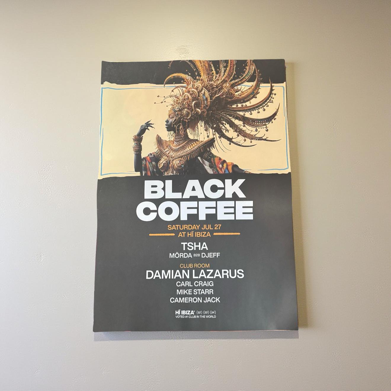 Black Coffee ~ Genuine Ibiza Framed Dj Artwork | Hi Ibiza | A3 Luxury Black Frame