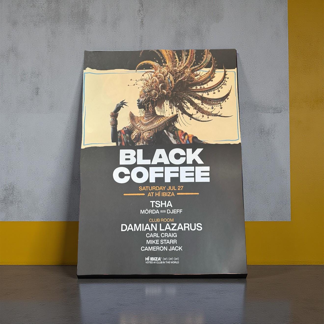 Black Coffee ~ Genuine Ibiza Framed Dj Artwork | Hi Ibiza | A3 Luxury Black Frame