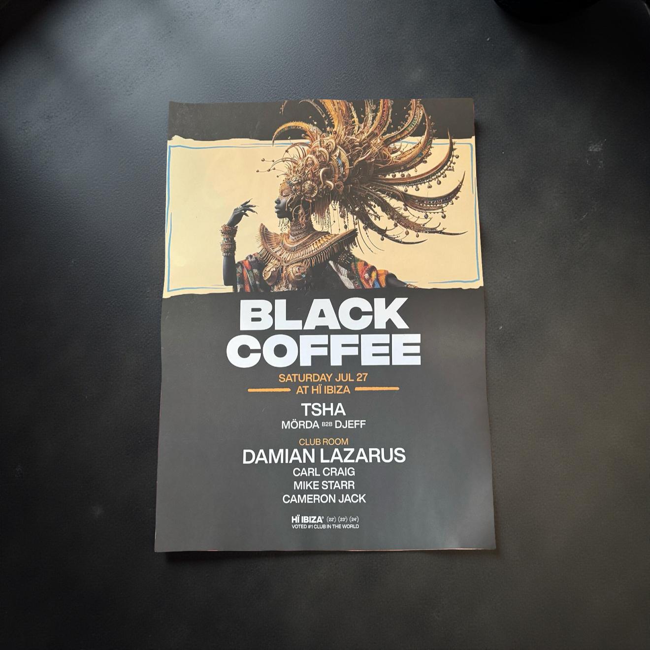 Black Coffee ~ Genuine Ibiza Framed Dj Artwork | Hi Ibiza | A3 Luxury Black Frame