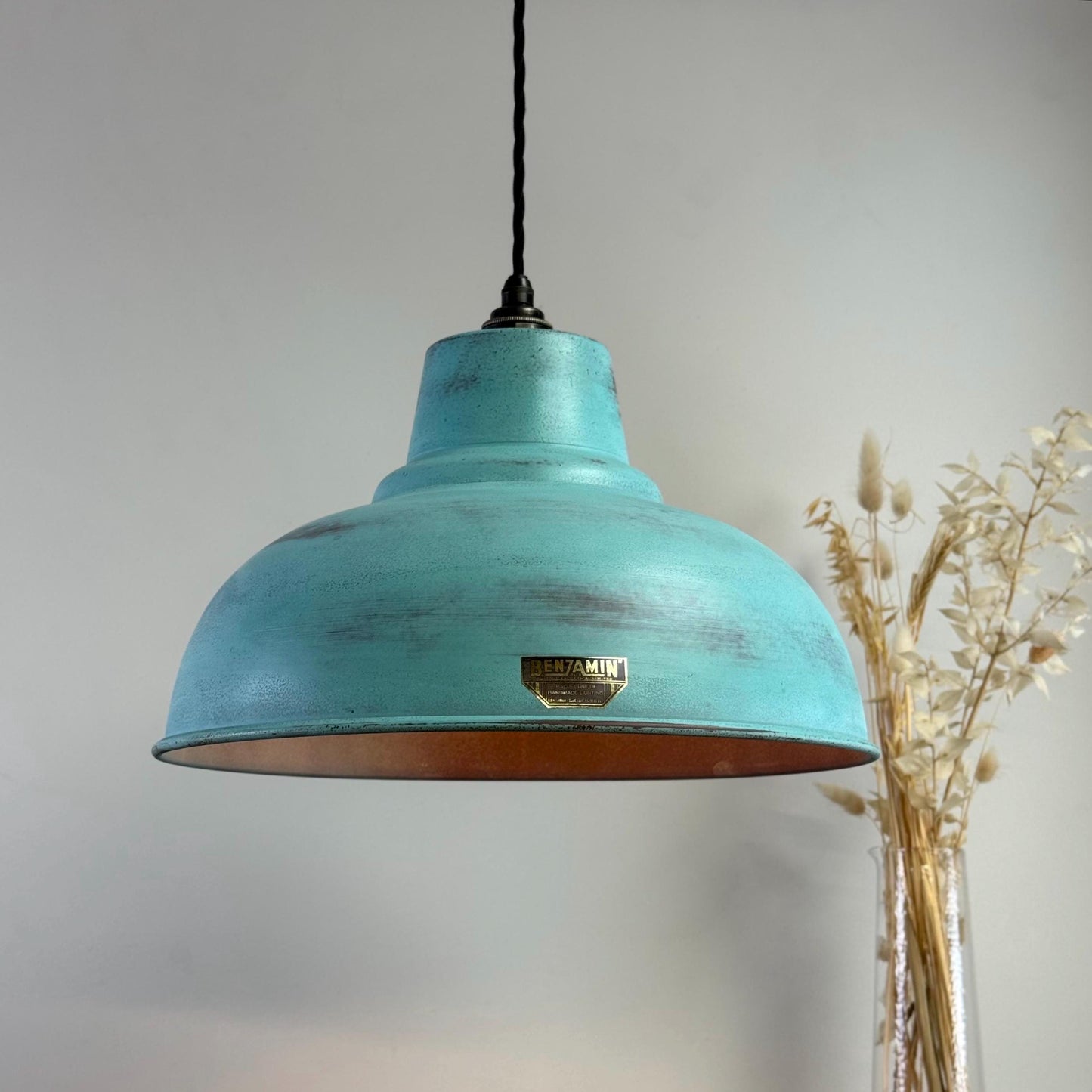 Salthouse XL - Verdigris Copper Patina Industrial Lampshade Light - 14.5 Inch