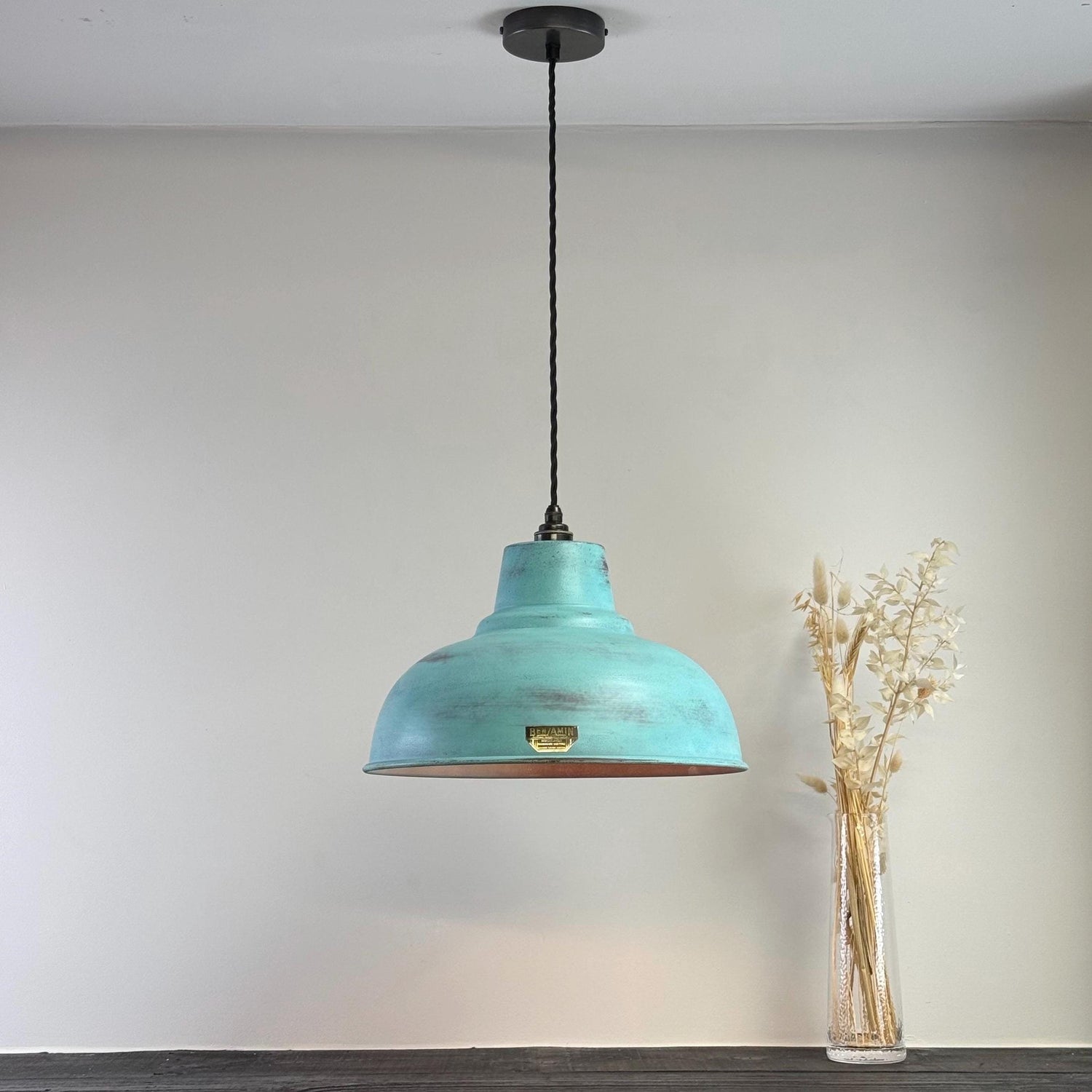 Salthouse XL - Verdigris Copper Patina Industrial Lampshade Light - 14.5 Inch
