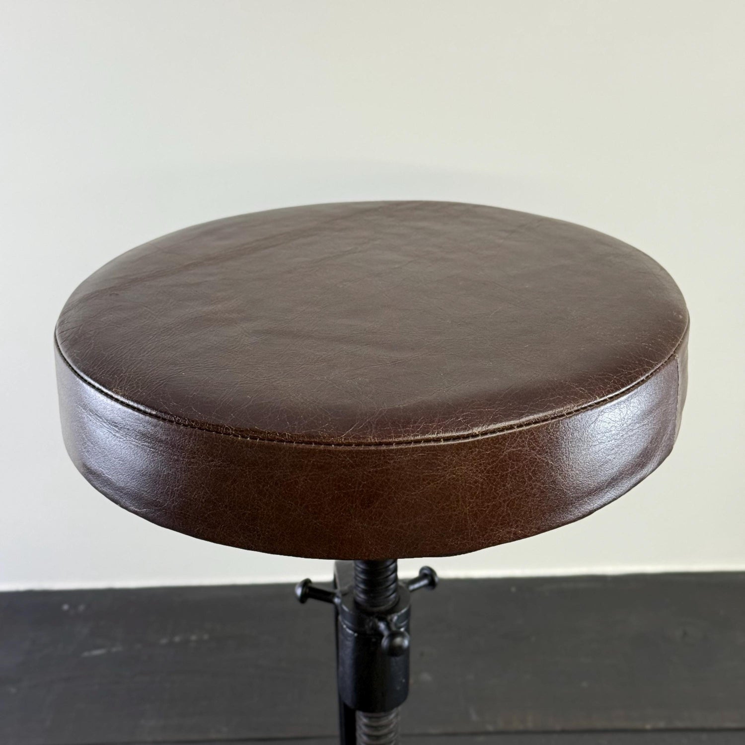 Vice Clamp Industrial Solid Bar Stool Wood or Leather Top Solid Cast Metal Base | Vintage Style | Floor Standing