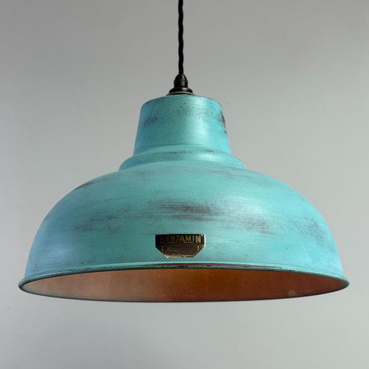 Salthouse XL - Verdigris Copper Patina Industrial Lampshade Light - 14.5 Inch