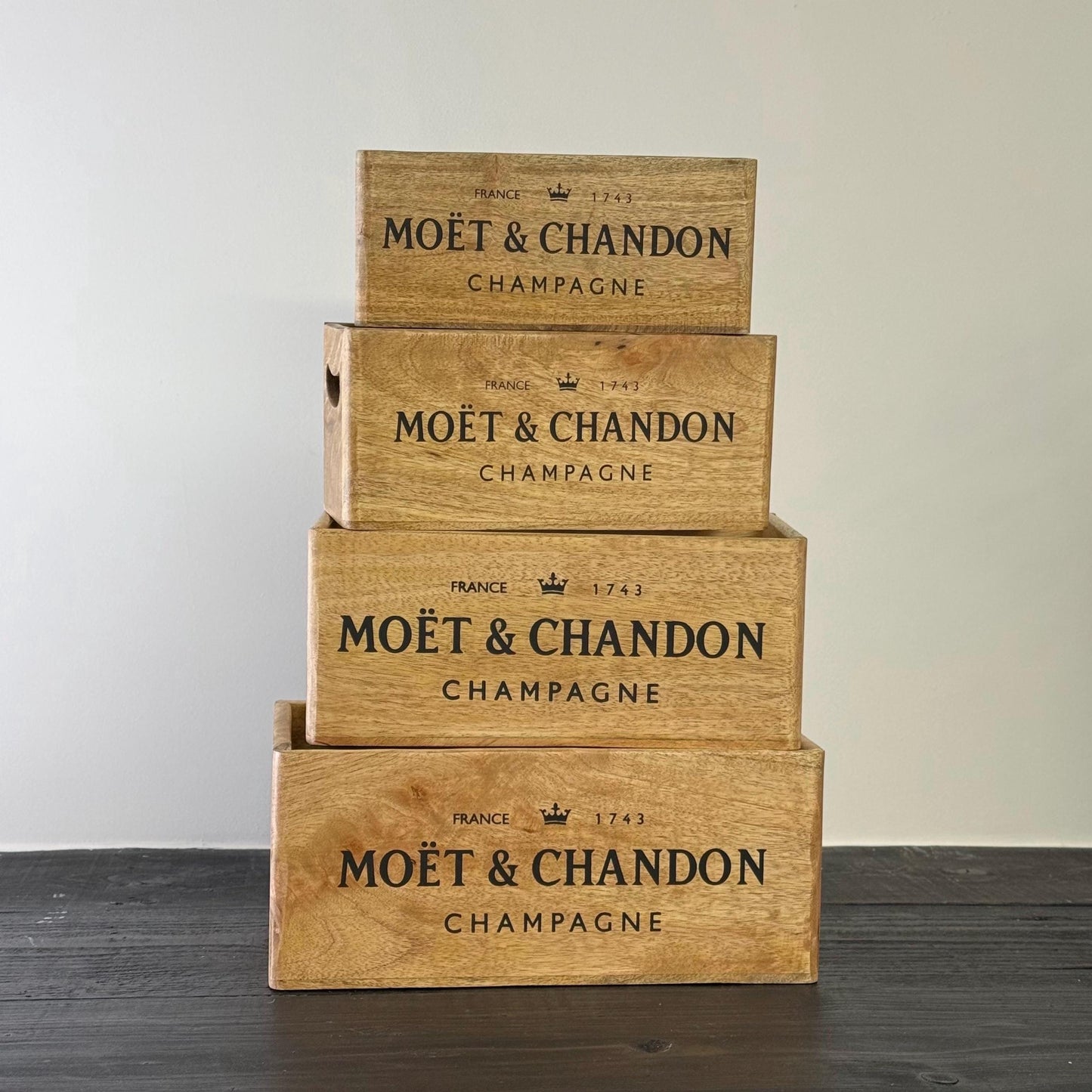 Storage Wooden Boxes Champagne Crates Natural Finish