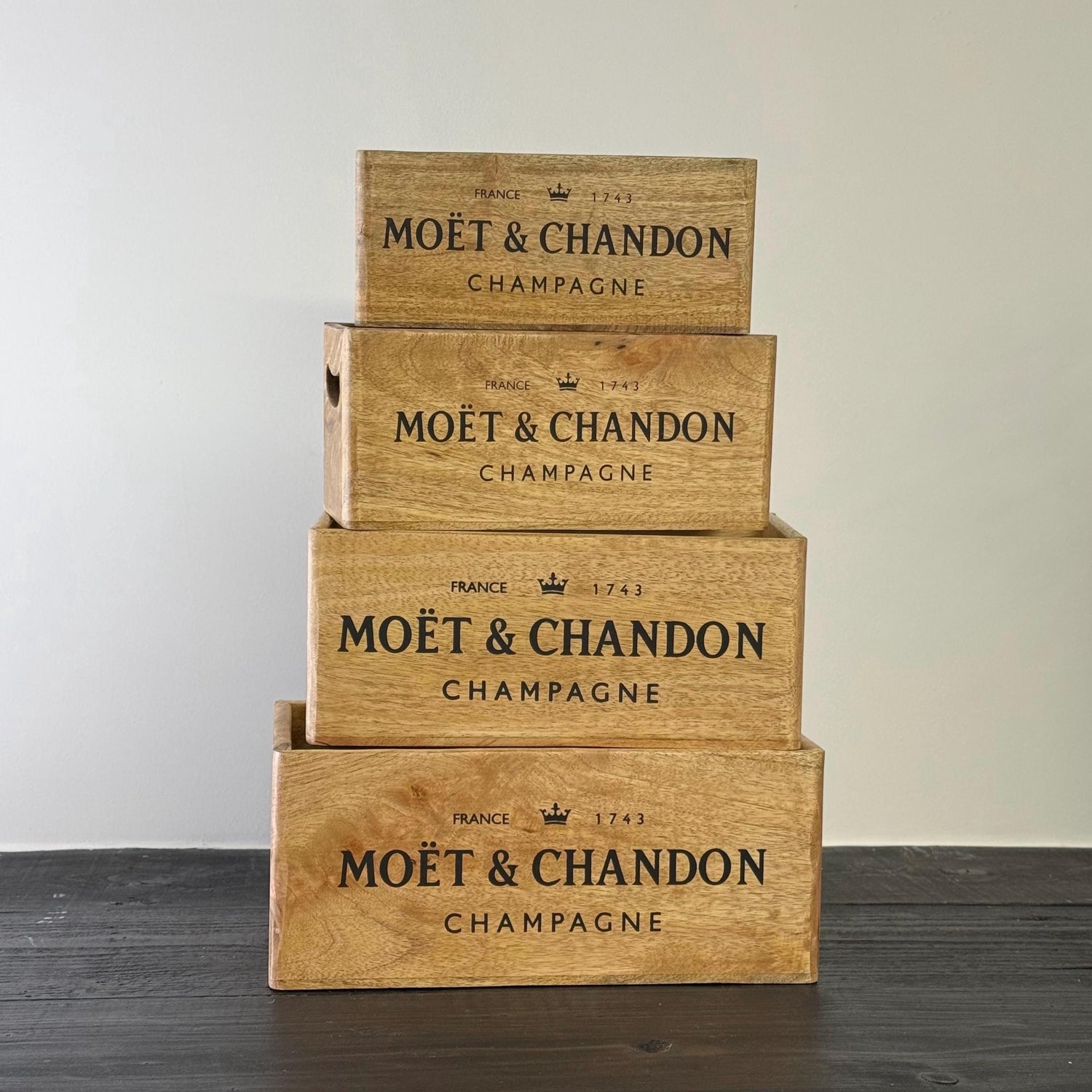 Storage Wooden Boxes Champagne Crates Natural Finish