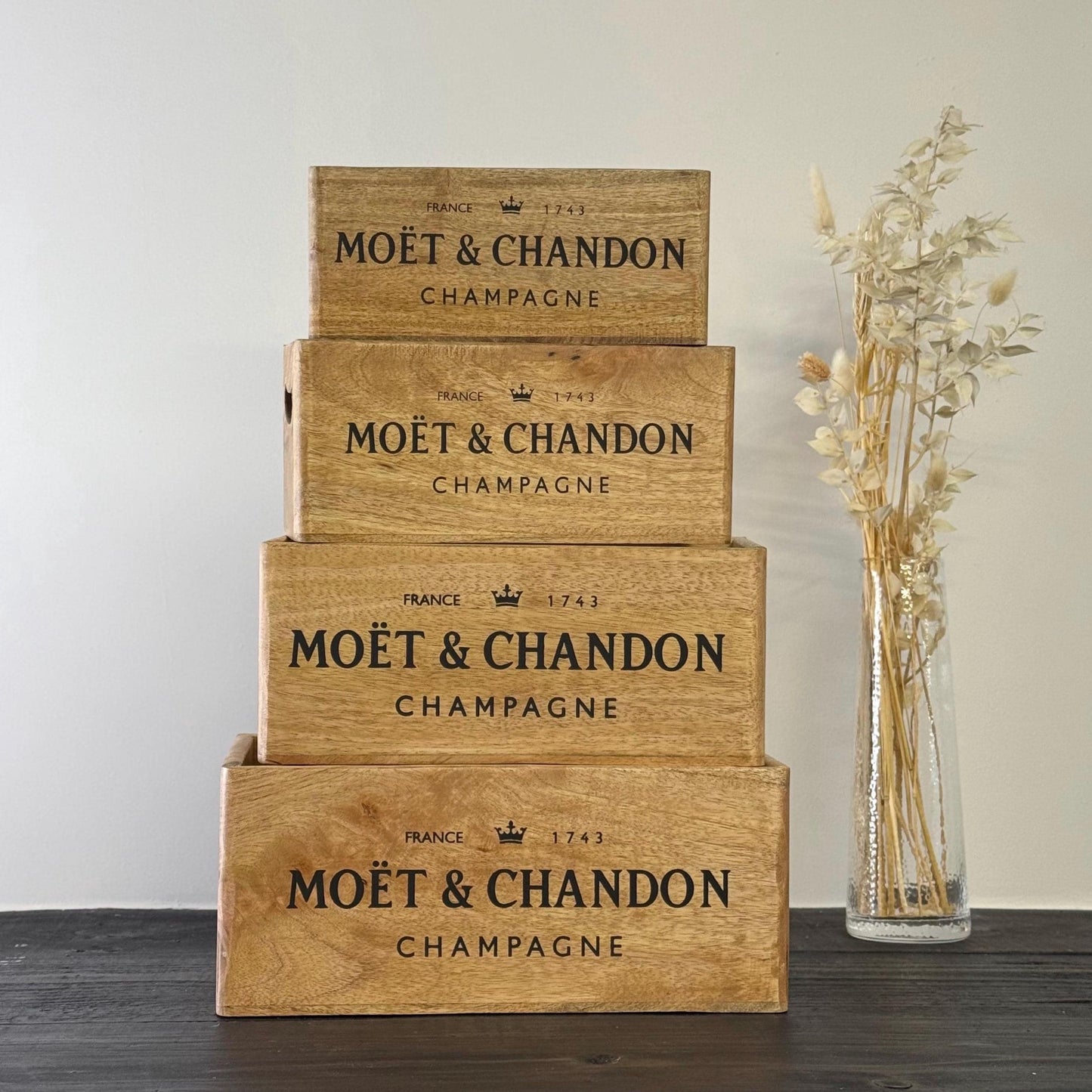 Storage Wooden Boxes Champagne Crates Natural Finish